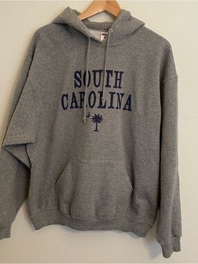 South Carolina Hooded Sweatshirt XL Gray Pullover Jerzees Palmetto Crescent Moon